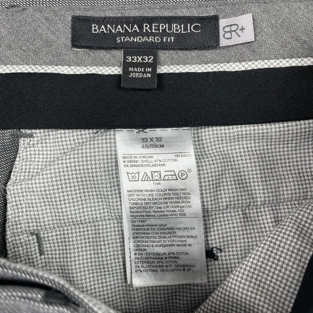 Banana Republic Standard Fit Dress Pants Mens 33x32 (Fits 33x31) Grey Stretch